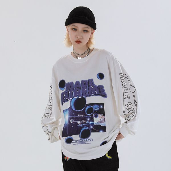 

2021 new oversize graphic tees long sleeve punk rock t-shirt black shirts for women oversized sloth streetwear autumn fashion cqlh, White