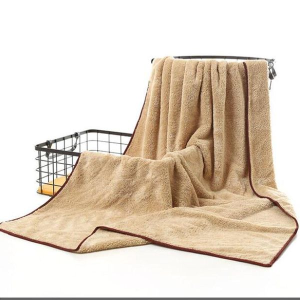 

towel 2021 coral fleece bath pure color soft absorbent thicken increase 70*140 bathrobe beach cz158
