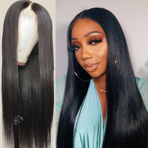 

lace wigs 13x4 front human hair pre plucked straight wig with highlights 4*4 closure frontal s, Black;brown