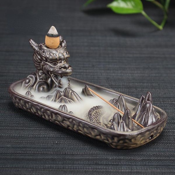 

fragrance lamps chinese mountain incense burner small waterfall pond ceramic smoke home decoration encensoir zen decor bk50xx