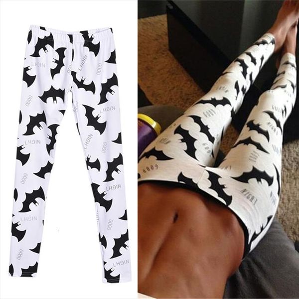 

fashion slim pants pantalon women legging femme autumn winter bat pattern printing low waist skinny casual leggings, Black