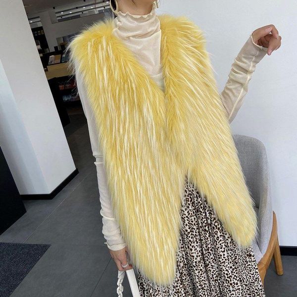 

women's fur & faux women coat vest autumn winter female waistcoat thick warm solid v-neck sleeveless jacket n209, Black