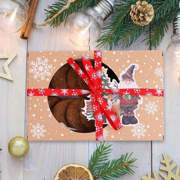 

gift wrap christmas present boxes kraft paper muffin candy cake packaging box xmas snowman igloo santa claus