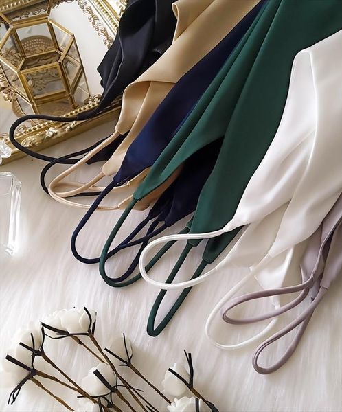 

y2k crop women camis halter camisole summer sleeveless slim low chest silk roupas femininas cropped, White