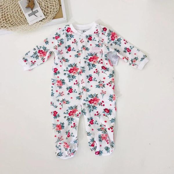 

footies born baby girl clothes 2021 footie floral jumpsuit fleece +cotton 0-18 month winter costume white, Blue