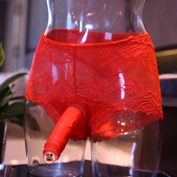 

lace fun underwear men's breathable thin open jj youth boxers summer, Black;white