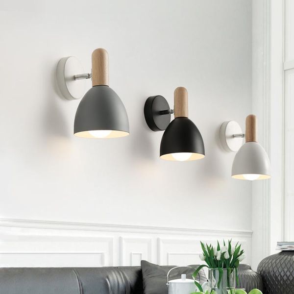 

wall lamps nordic iron wood lamp bedroom bedside modern led lights for living room bathroom mirror light fixtures home loft decor
