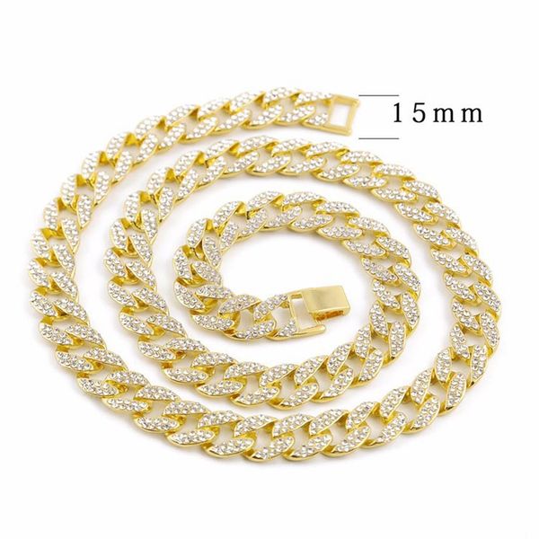 

hip hop bling fashion chains jewelry mens gold platinum miami cuban link chain necklaces diamond iced out chian necklaces