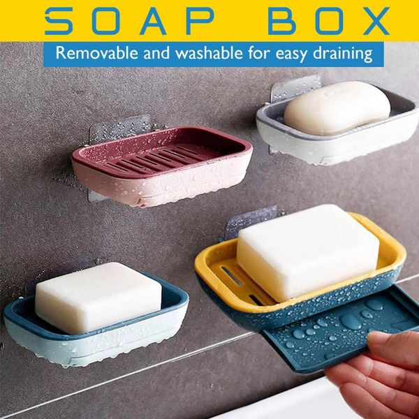 

layer-drawing type drain soap dispenser wall hanging soap box holder portable travel protect case bathroom accessories 1109