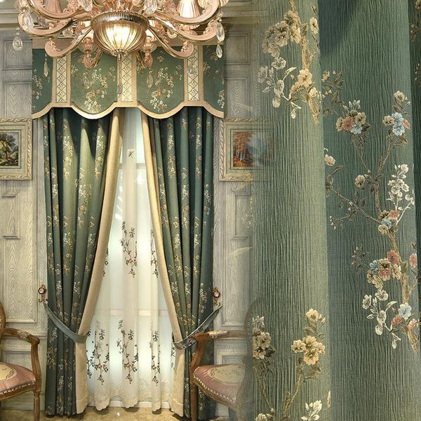 

european-style french-american for villa living room bedroom high-precision imitation silk positioning jacquard curtains custom