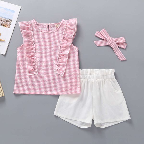 

vt new children's 2021 xiafei sve with headdrs three piece summer suit, White