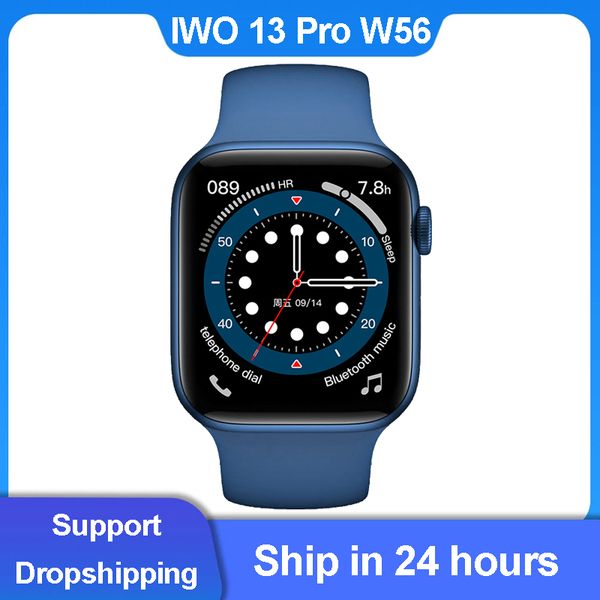 

new 2021 iwo 13 pro w56 smart watch 44mm/40mm series 6 1.75 display wireless charger heart rate ecg ip68 waterproof smartwatchg, Slivery;brown
