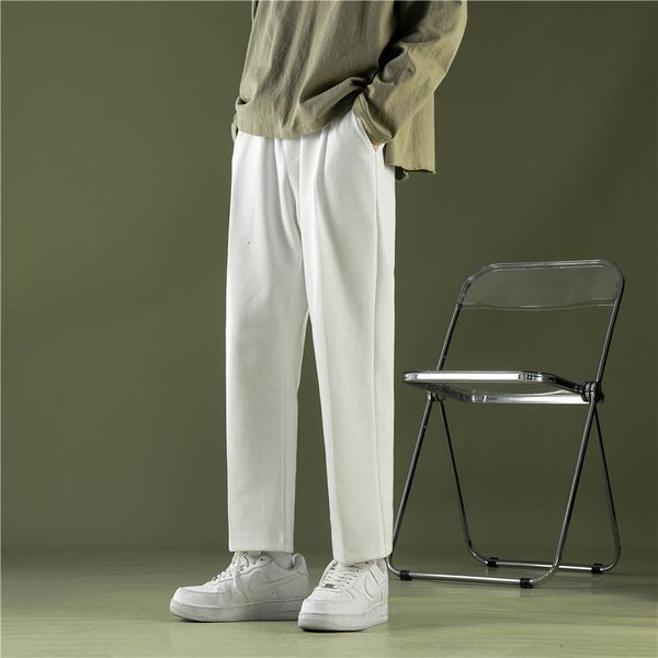 

2021 new wide-leg men's fashion casual men sweatpants streetwear loose hip-hop straight trousers mens joggers track pants oklu, Black
