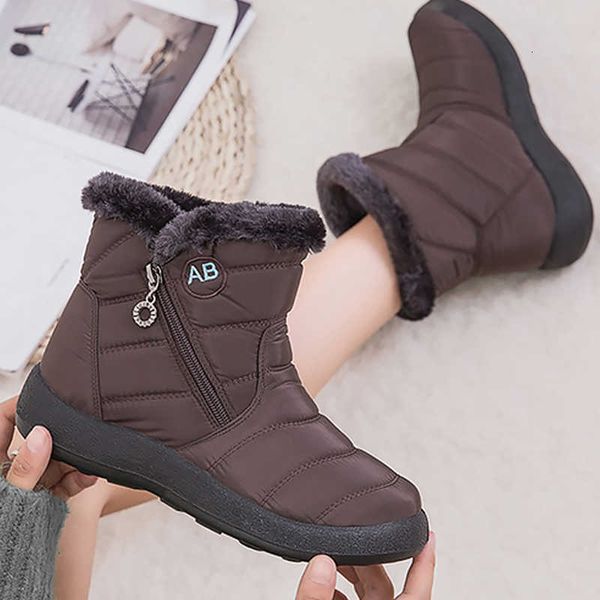 

dress shoes woman ankle boots plus size 43 zipper plush comfortable snow women solid sewing non slip winter e2yq, Black