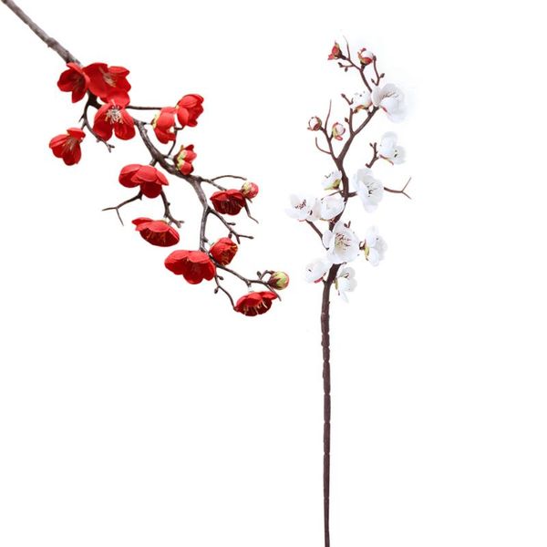 

decorative flowers & wreaths 2 pcs simulated artificial plum blossom branches for bouquet home office wedding decoration (red + white)