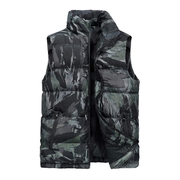 

new camouflage down cotton fashion collar men's casual waistcoat, Black;white