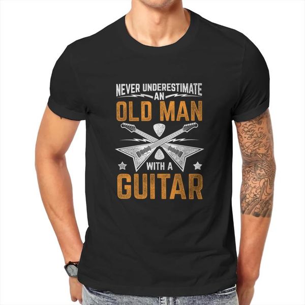 

men's t-shirts guitar old man us size girl graphic style 137082, White;black
