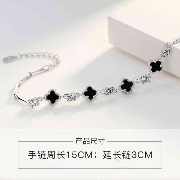 

bangle bracelets s925 tiktok four leaf clover bracelet female vibrato silver jewelry kwai grass hand ornaments, Golden;silver