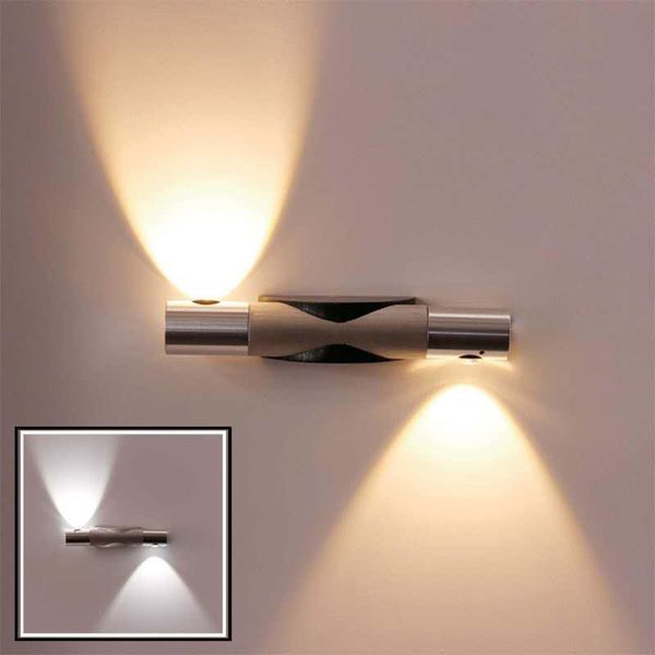 

wall lamp led modern double head turn creative aluminum 360Â° rotating bedside aisle lights background decoration