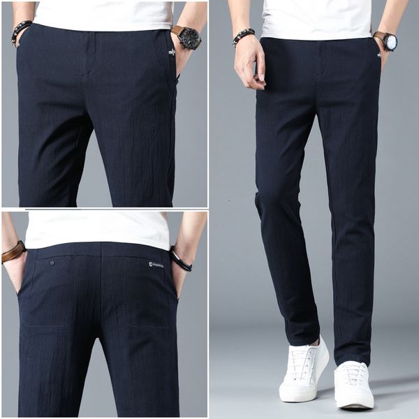 

traight 2021 new loose casual trousers large size fashion men's business suit plaid brown grey cotton, Black