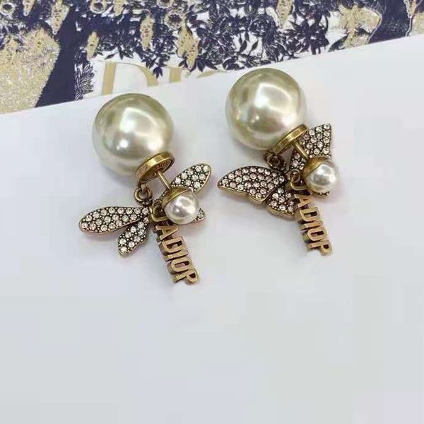 

letter earrings butterfly bee asymmetric diamond new product launch popular elements fine jewelry sale wf43, Silver