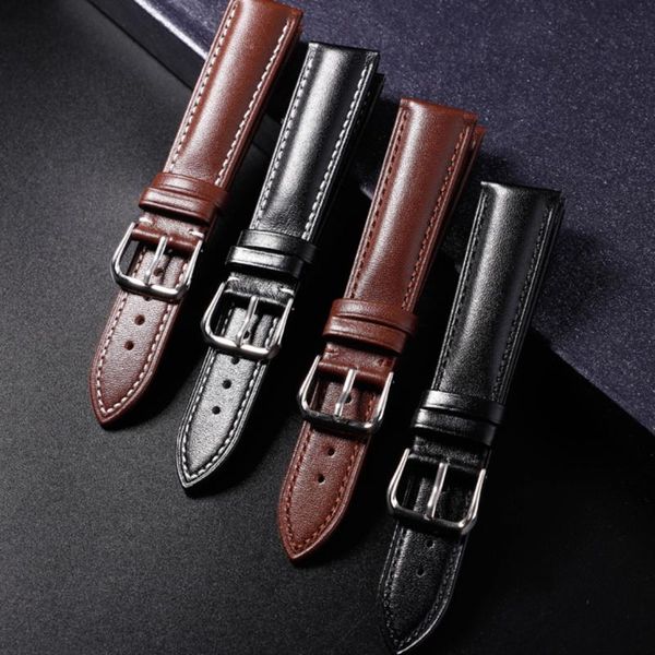 

watch bands genuine leather strap for man accessory huawei samsung 12 14 16 18 19 20 21 22 24mm replacement wristbands, Black;brown