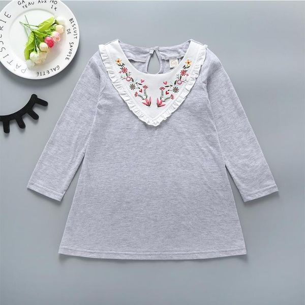 

girl's dresses patpat embroidered v-neck long sleeve dress, Red;yellow