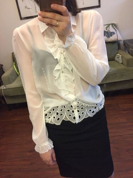 

2021 new women lotus leaf decoration neckline long sleeve perspective chiffon shirt lace ee sunscreen spring and summer y25f, White