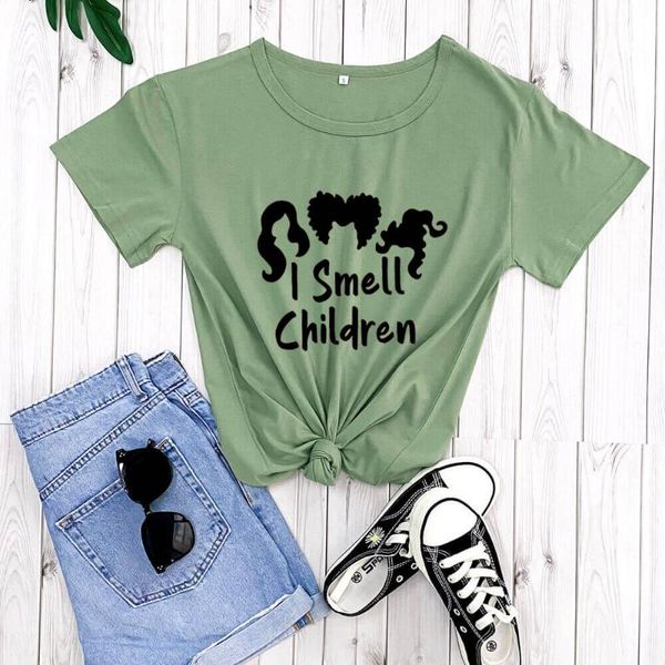 

women's t-shirt i smell children witches sisters halloween shirt arrival casual 100%cotton funny t witch party, White