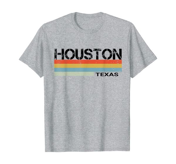 

houston vintage retro stripes t-shirt, White;black