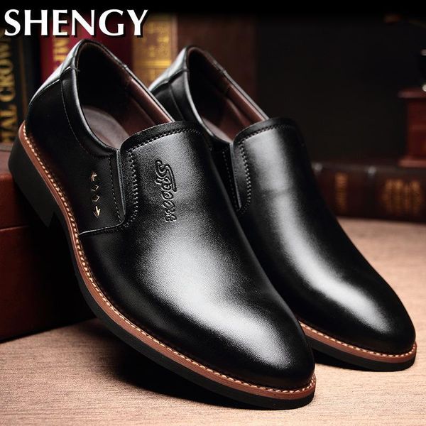 

dress shoes 2021 men casual men's leather loafers footwear business office wedding, Black
