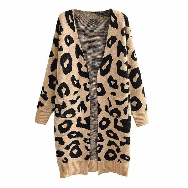 

women's knits & tees vanovich casaul wild women sweater coats european 2022 autumn fashion v-neck long-sleeved leopard ladies sweaters, White