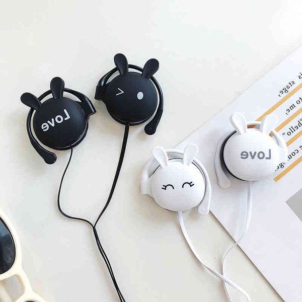 

3,5mm nice student headphones cartoon cute rabbits wired headset headphones music sport ear-hooks girls fixed color headphones wholesale