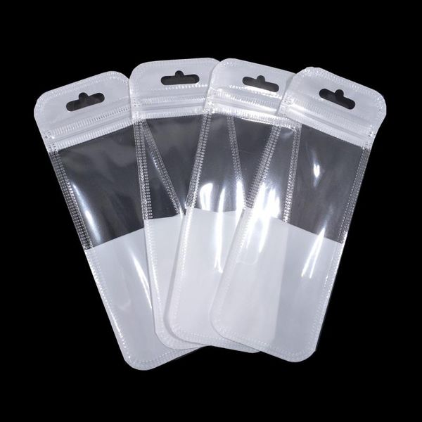 

gift wrap 200pcs clear/white plastic resealable zipper packaging bag with hang hole diy crafts electronics storage pouch 6 sizes