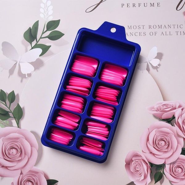

false nails 100 pieces/box of fake nails, detachable solid color nail pieces, decor art diy accessories on french stickers, supplies, Red;gold