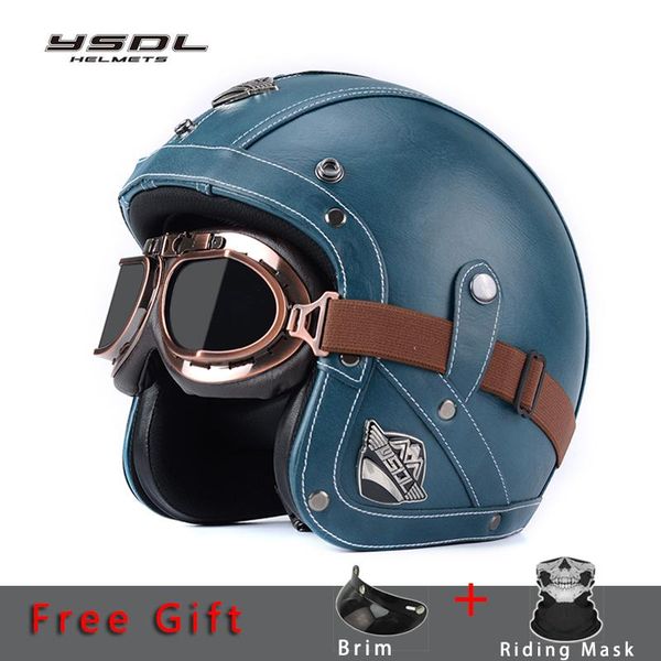 

motorcycle helmets ysdl fashion open face helmet retro capacete 3/4 cafe racer vintage dot approved