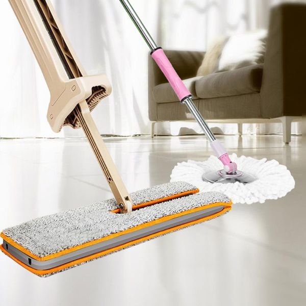 

vacuum cleaners self-wringing double sided flat mop comfortable handle floor cleaning tool for living room kitchen 1.3m