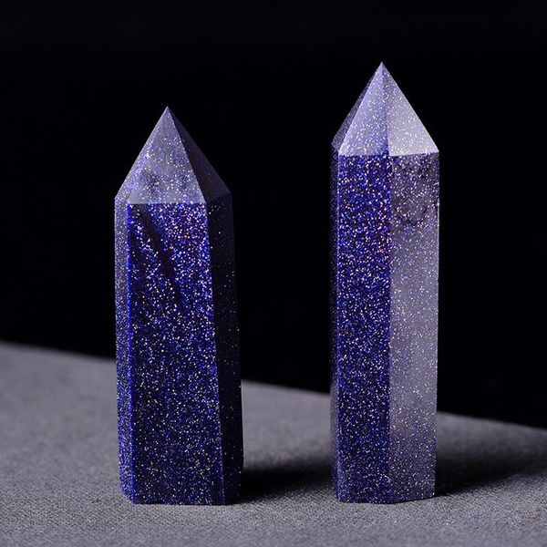 

decorative objects & figurines 1pc blue sandstone quartz crystal point tower healing stone energy ore mineral obelisk home decor ornaments 5