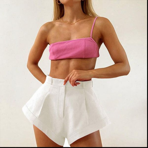 

office lady high waist shorts woman ol women shorts solid color summer short trousers black white rose red capris, White;black