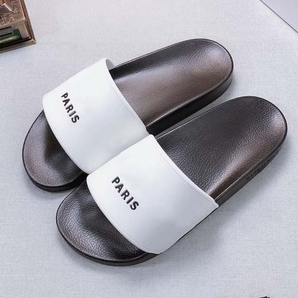 

paris 2021 sliders mens womens summer sandals beach slippers ladies flip flops loafers black white blue slides chaussures shoes