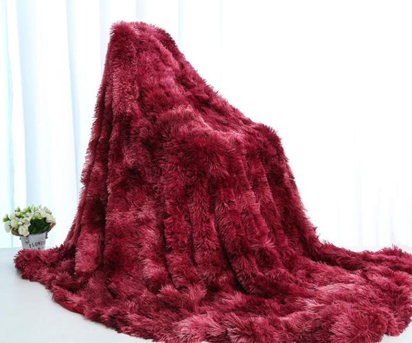 

blankets tie-dye gradient rainbow blanket soft fluffy office nap winter sofa cozy faux fur throw for decorative