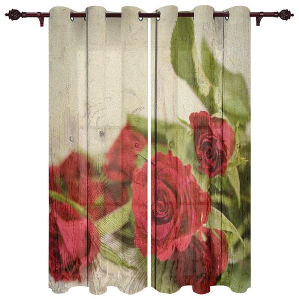 

translucent curtains valentine's day roses valance window curtains living room bedroom