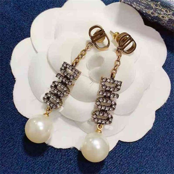 

aaa designer jewelry new letter pearl long 925 silver needle women's earrings c8ry