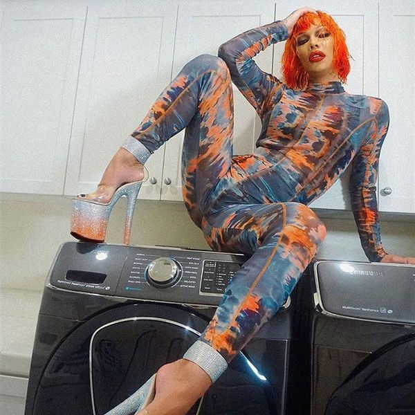 

women's jumpsuits & rompers autumn aesthetic printing women fashion turtleneck one piece stretchy tights female streetwear outfits, Black;white