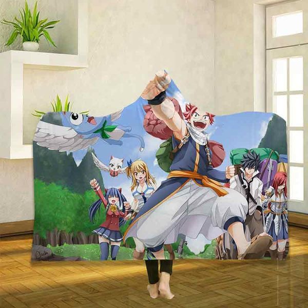 

blankets anime fairy tail 3d printing throw hooded blanket wearable warm fleece bedding office quilts soft adults travel 15