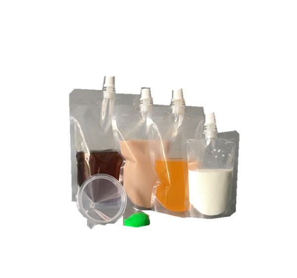 50ml piccolo imballaggio per alimenti in plastica trasparente riempimento doypack sacchetto con beccuccio acqua liquido succo bevanda conservazione 50 ml mini stand up bag con