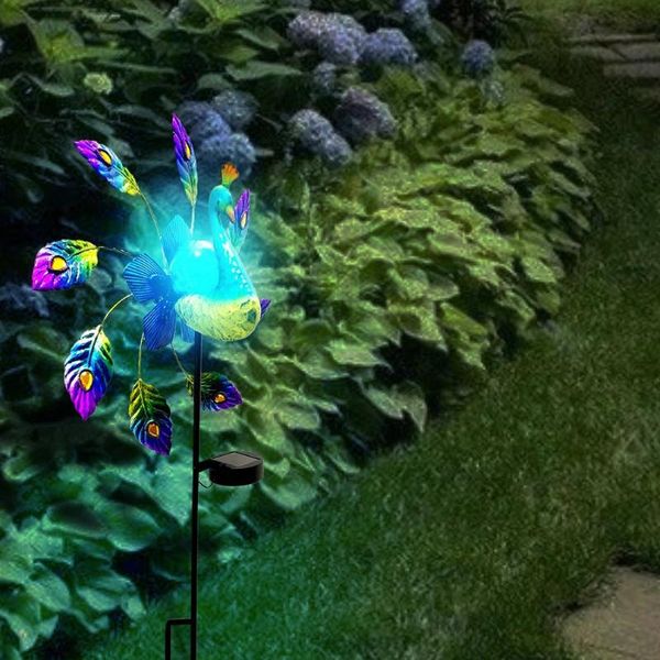 

lawn lamps factory direct sales garden decoration solar peacock windmill wrought iron painted plug-in durable