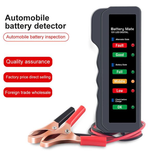 Mini tester della batteria controllore di capacità digitale per strumento di misurazione dell'alimentazione 12V con 6 luci a LED per auto