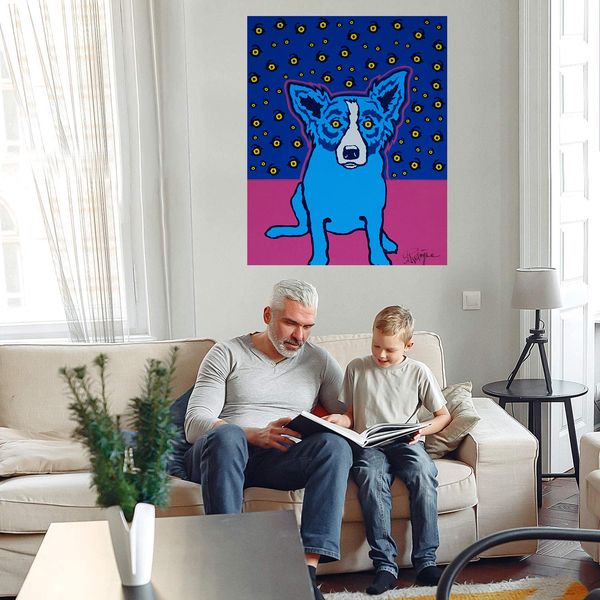 

blue dog starry starry eyes home decoration handcrafts /hd print large oil painting on canvas wall art canvas picture 210310