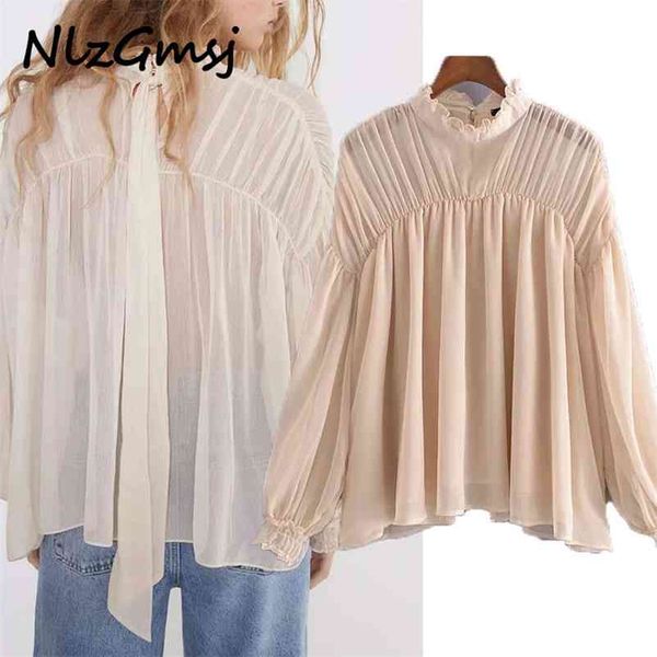 

blouse women pullover shirt ladies o-neck long lantern sleeve loose shirts blusas femininas 03 210628, White